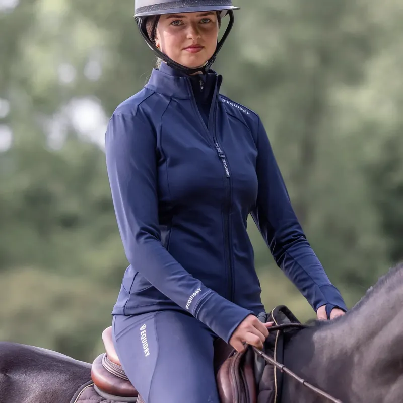 EQUIDRY Water Repellent Women's Zip Up Top - Navy/White-6