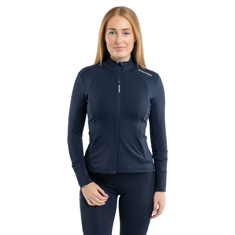 EQUIDRY Water Repellent Women's Zip Up Top - Navy/White