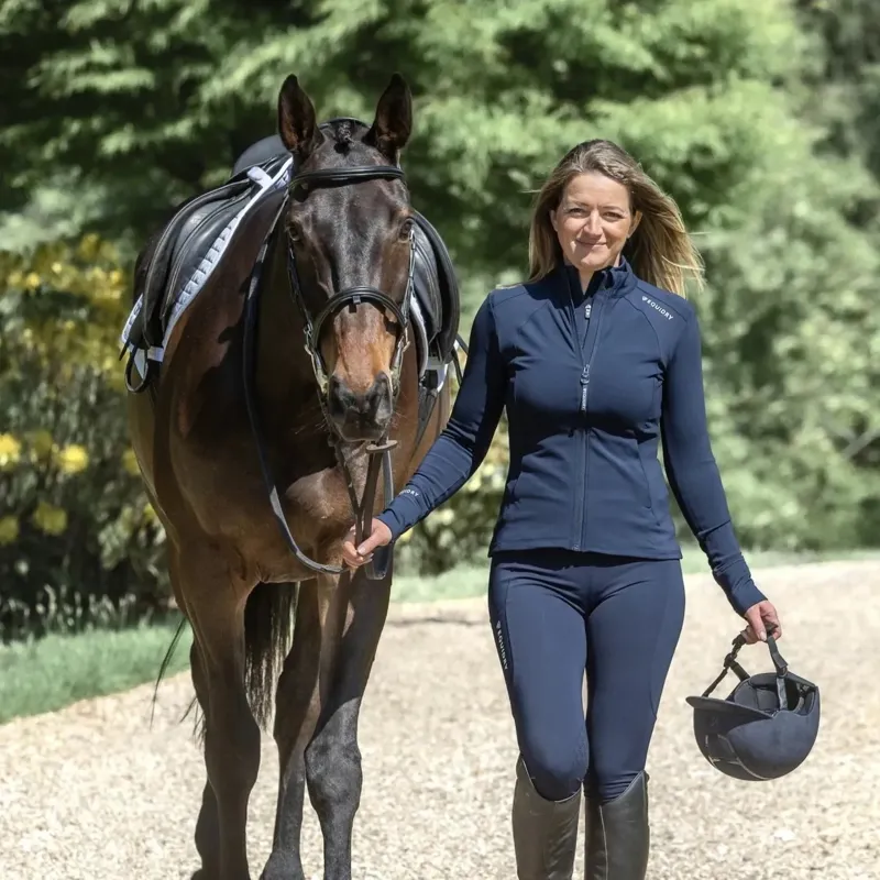 EQUIDRY Water Repellent Women's Zip Up Top - Navy/White-4