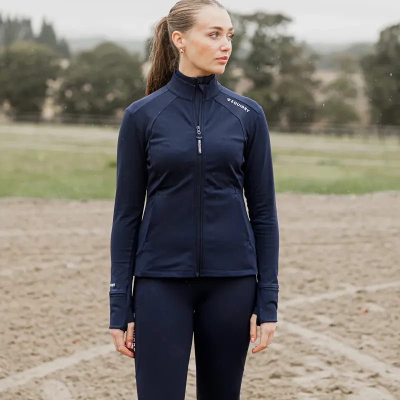 EQUIDRY Water Repellent Women's Zip Up Top - Navy/White-1