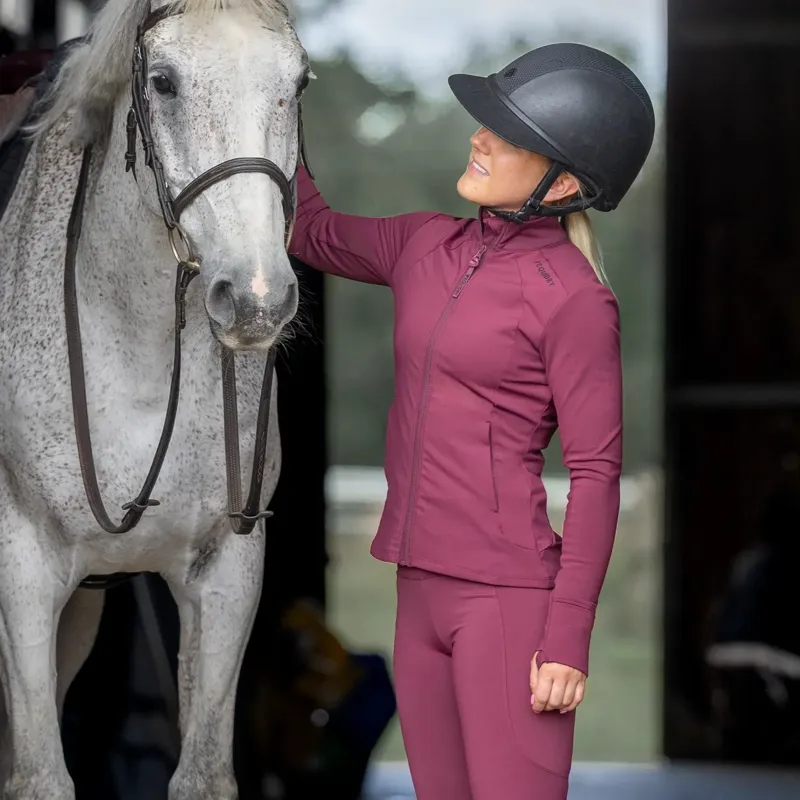 EQUIDRY Water Repellent Women's Zip Up Top - Plum/Black-4