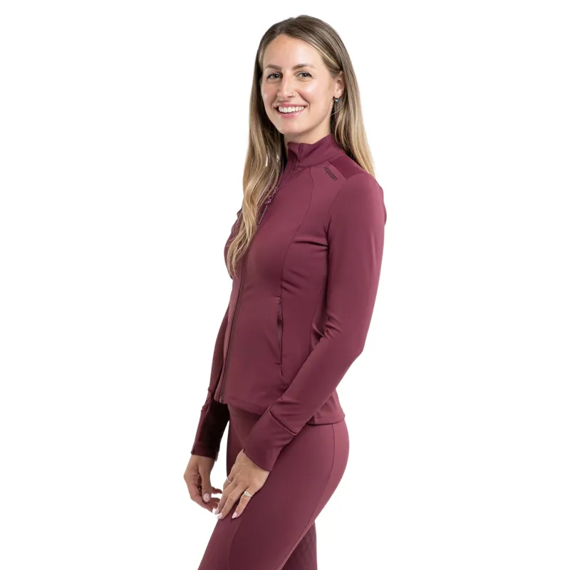 EQUIDRY Water Repellent Women's Zip Up Top - Plum/Black-1