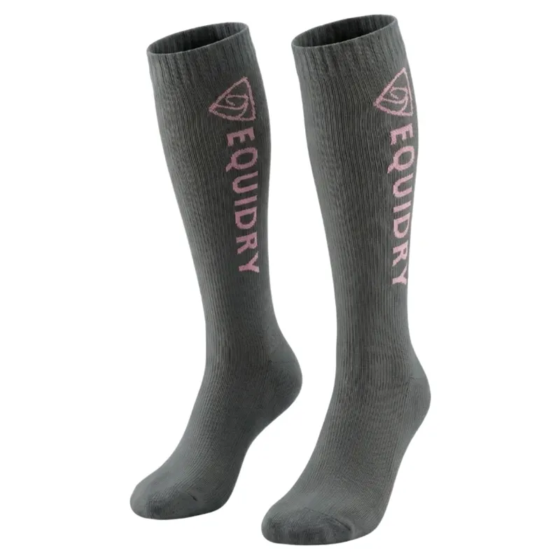 EQUIDRY Waterproof Tall Socks - Grey/Pale Pink
