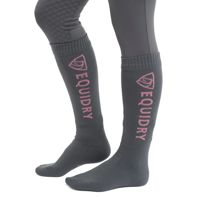EQUIDRY Waterproof Tall Socks - Grey/Pale Pink-3