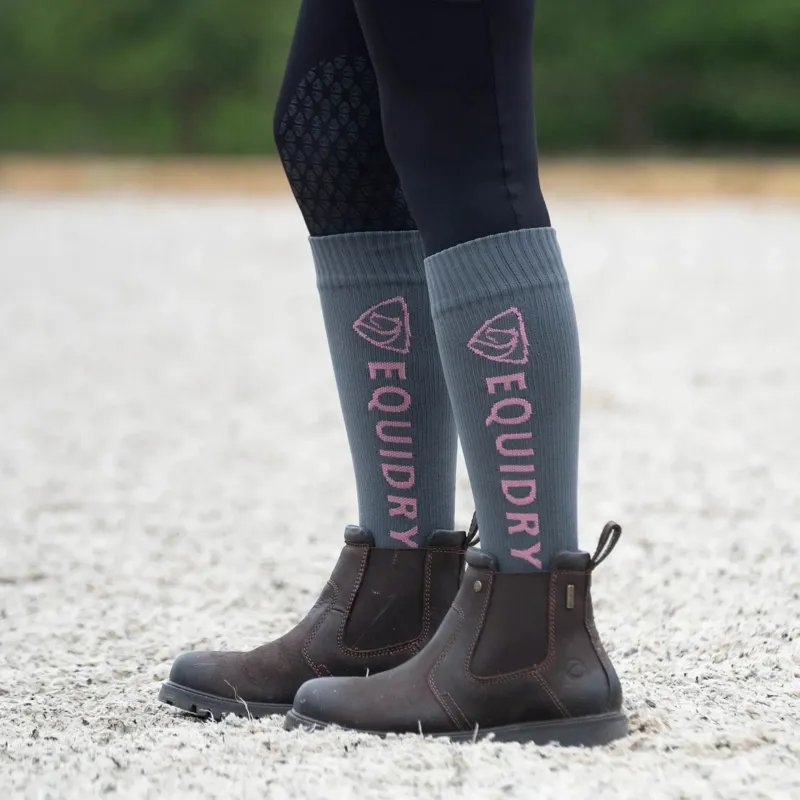 EQUIDRY Waterproof Tall Socks - Grey/Pale Pink-1