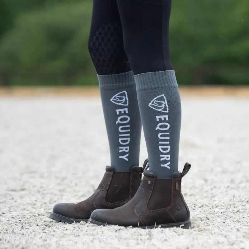 EQUIDRY Waterproof Tall Socks - Grey/White-1