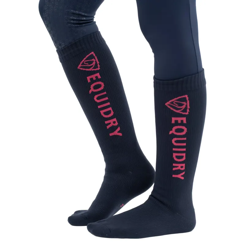 EQUIDRY Waterproof Tall Socks - Navy/Raspberry-2