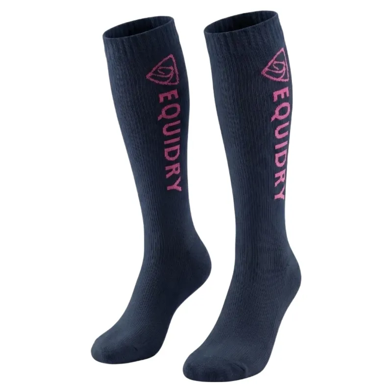 EQUIDRY Waterproof Tall Socks - Navy/Raspberry