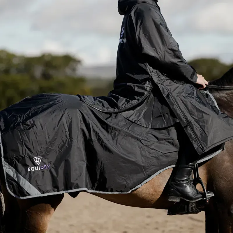 EQUIDRY Waterproof Thick Fleece Lined Quarter Sheet - Black/Lilac
