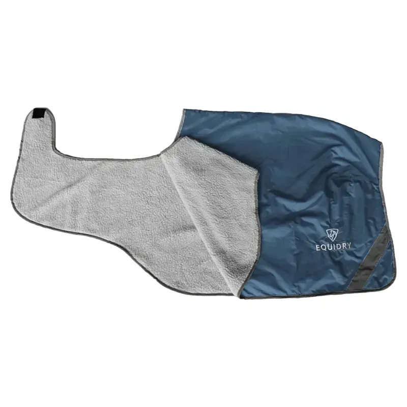 EQUIDRY Waterproof Thick Fleece Lined Exercise Sheet - Steel Blue/Grey-5