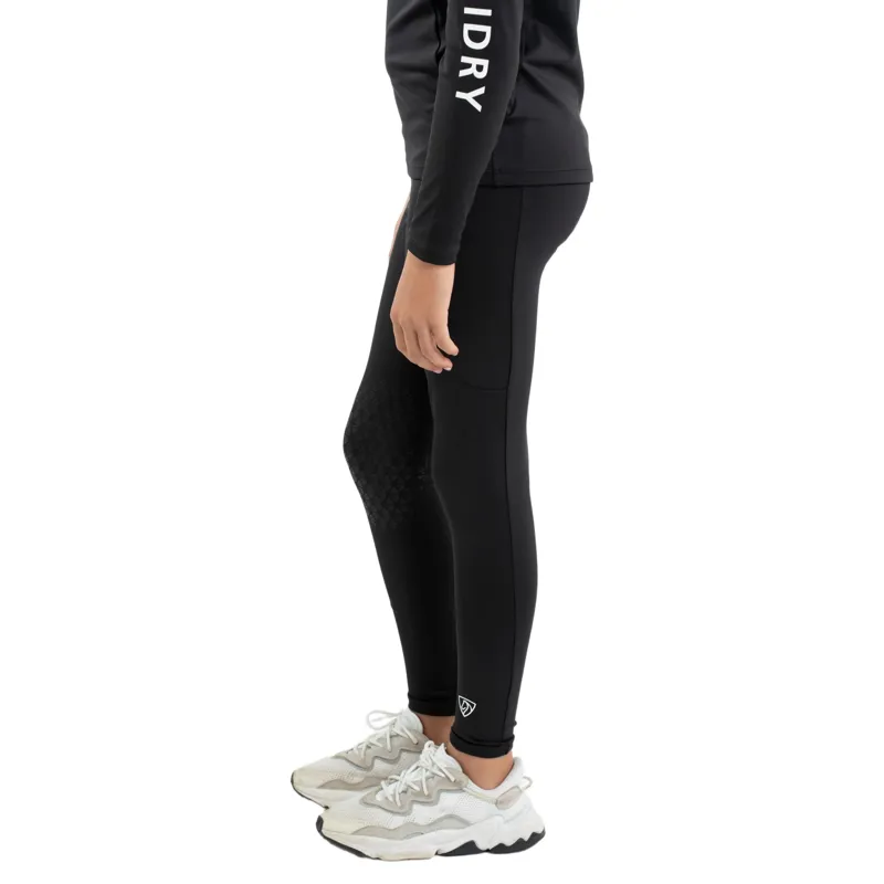 EQUIDRY Water Resistant Junior Full Grip Riding Tights - Black/White-1