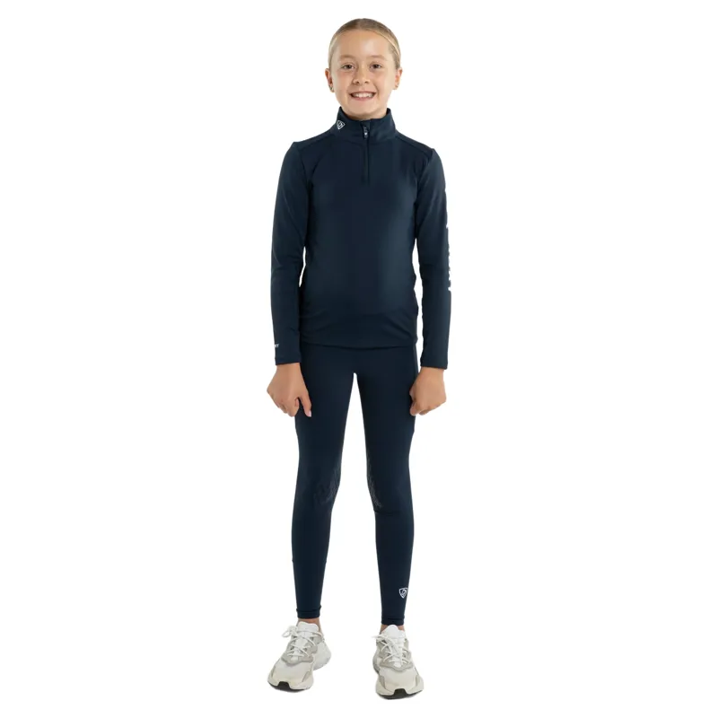 EQUIDRY Water Resistant Junior Full Grip Riding Tights - Navy/White-5