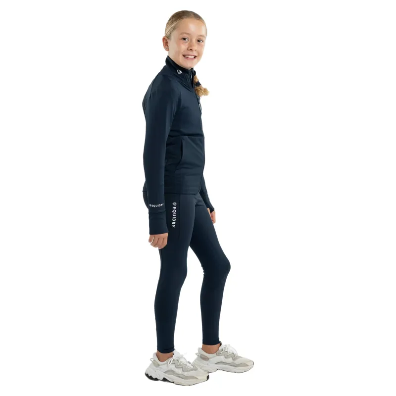EQUIDRY Water Resistant Junior Full Grip Riding Tights - Navy/White-4