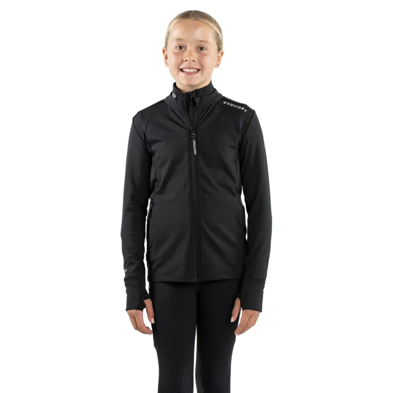 Equidry Junior Girls Full Zip Up Water Repellent Top - Black/White