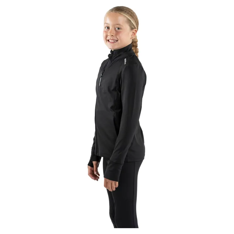 Equidry Junior Girls Full Zip Up Water Repellent Top - Black/White-2
