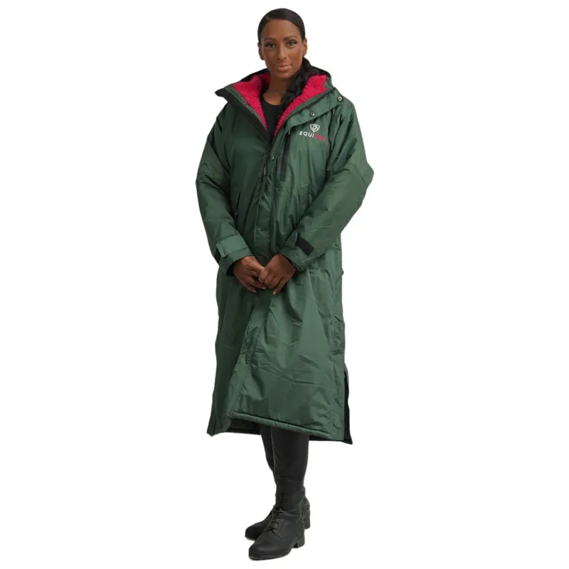 EQUIDRY Evolution Thick Fleece Lined Waterproof Jacket - Forest/Pink-4