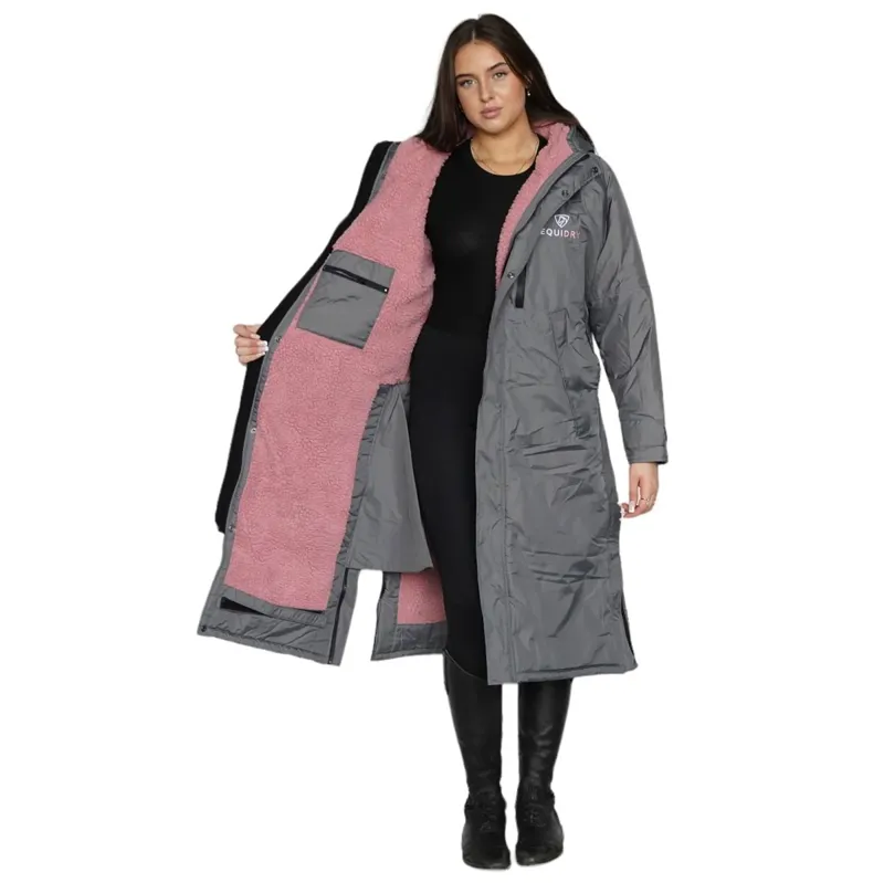 EQUIDRY Evolution Thick Fleece Lined Waterproof Jacket-Charcoal/Pink