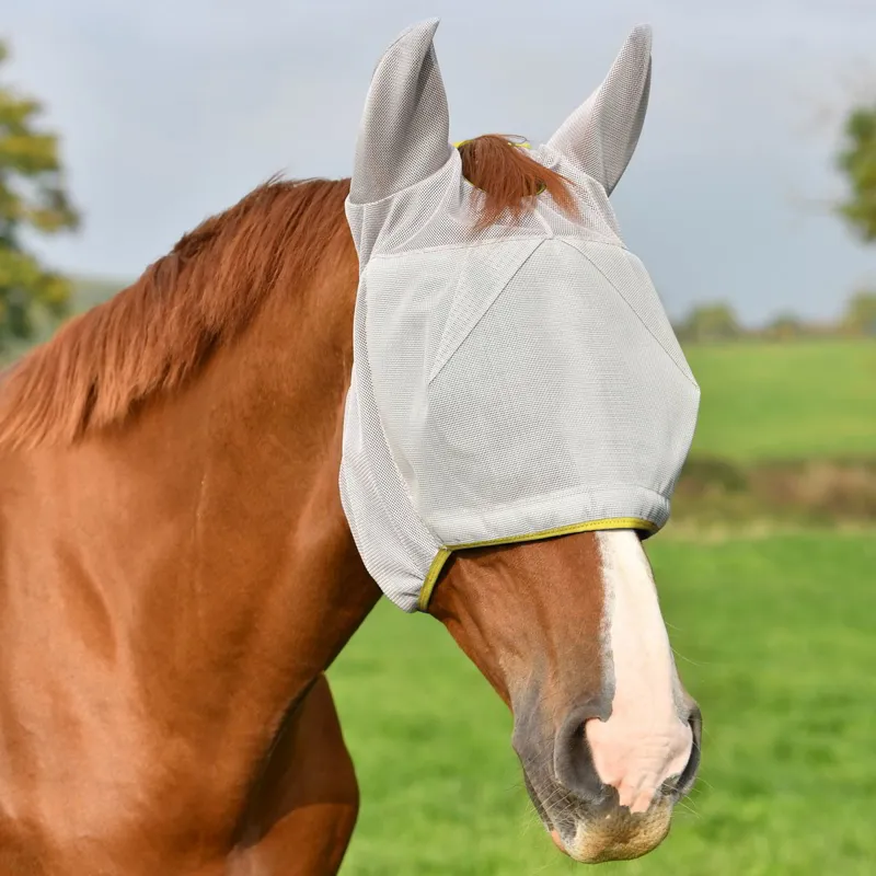 Equilibrium Field Relief Midi Fly Mask With Ears - Gray/Yellow
