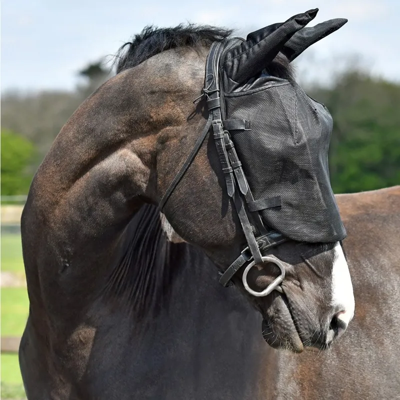 Equilibrium Net Relief Riding Fly Mask with Ears - Black-6