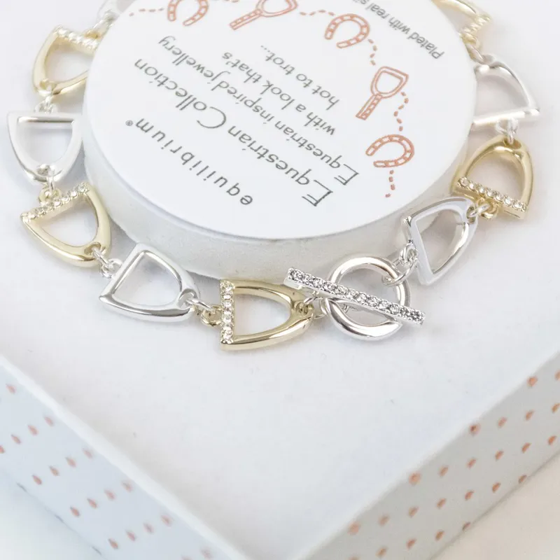 Equilibrium Jewelry Stirrup Bracelet - Two Tone Gold/Silver Plated-1