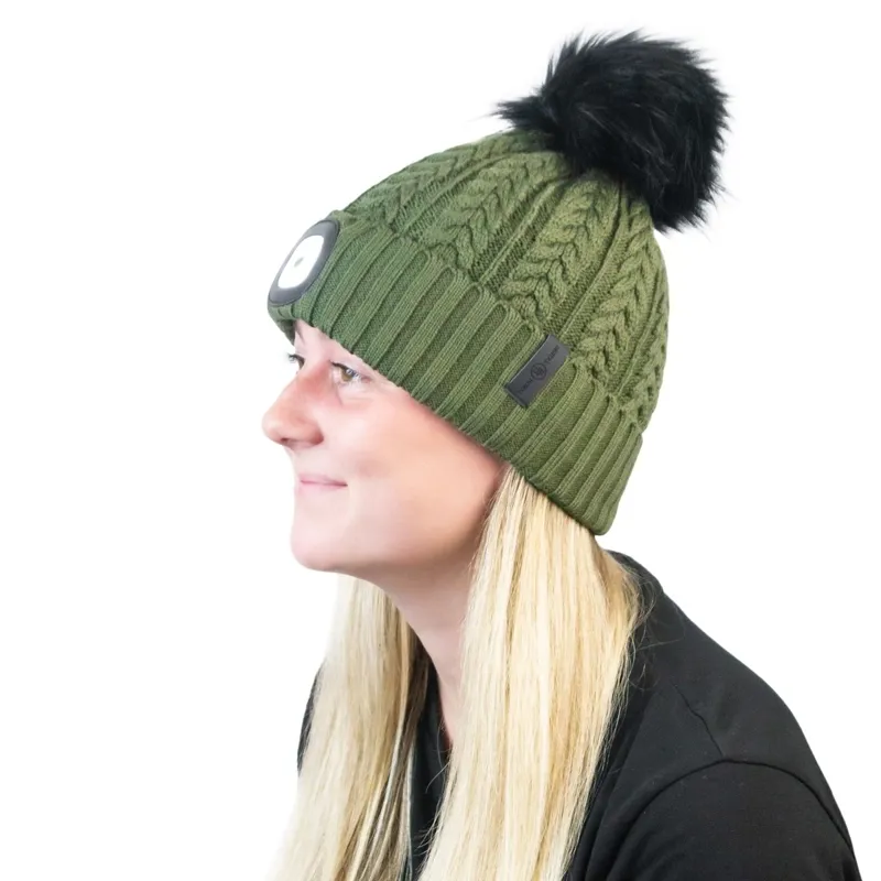 Equi Light Flashlight Pom Beanie Hat - Hunter Green-1