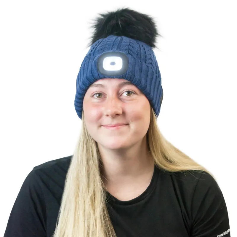 Equi Light Flashlight Pom Beanie Hat - Navy