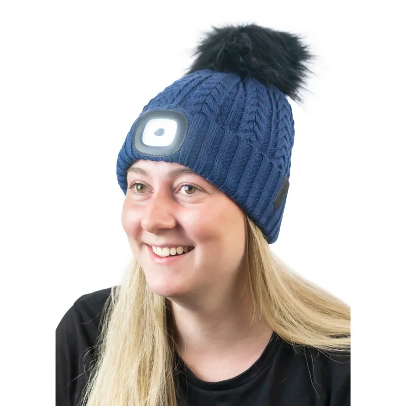 Equi Light Flashlight Pom Beanie Hat - Navy-1