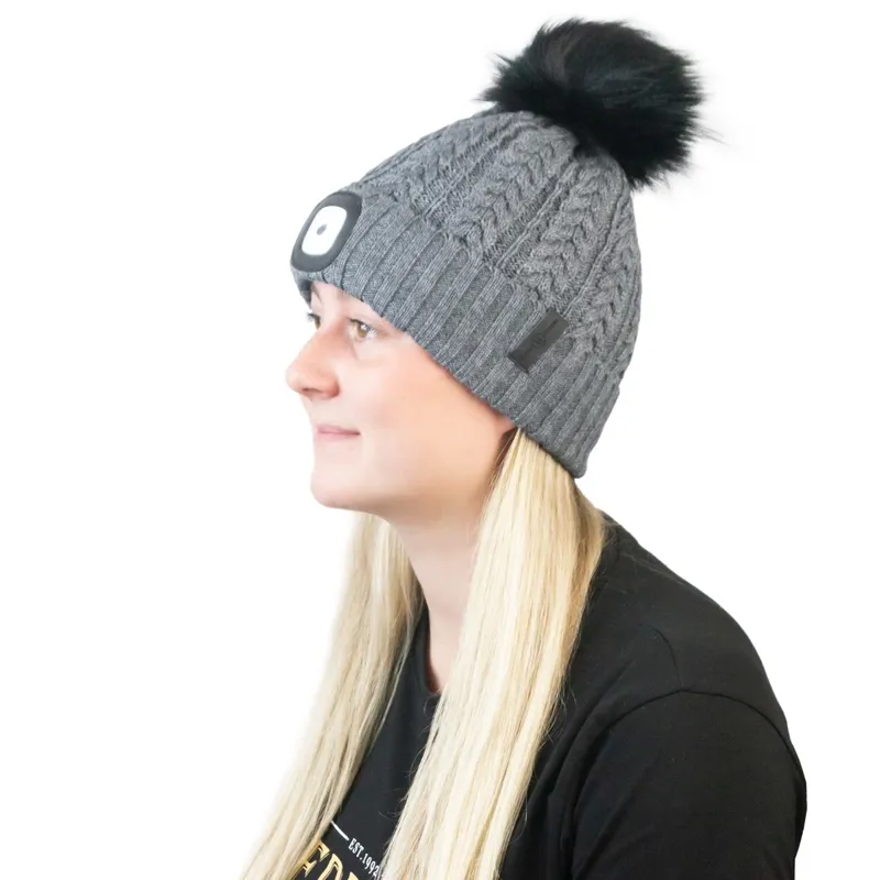 Equi Light Flashlight Pom Beanie Hat - Steel Grey-1