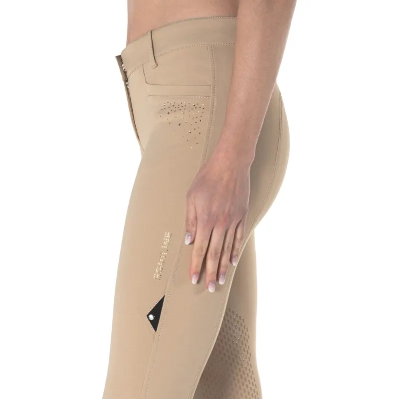Equiline Eqash Strass Knee Grip Women's Breeches - Desert Dust-2