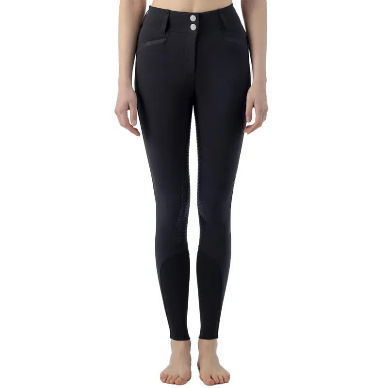 Equiline Crystalef High Waist Full Grip Ladies Breeches - Black