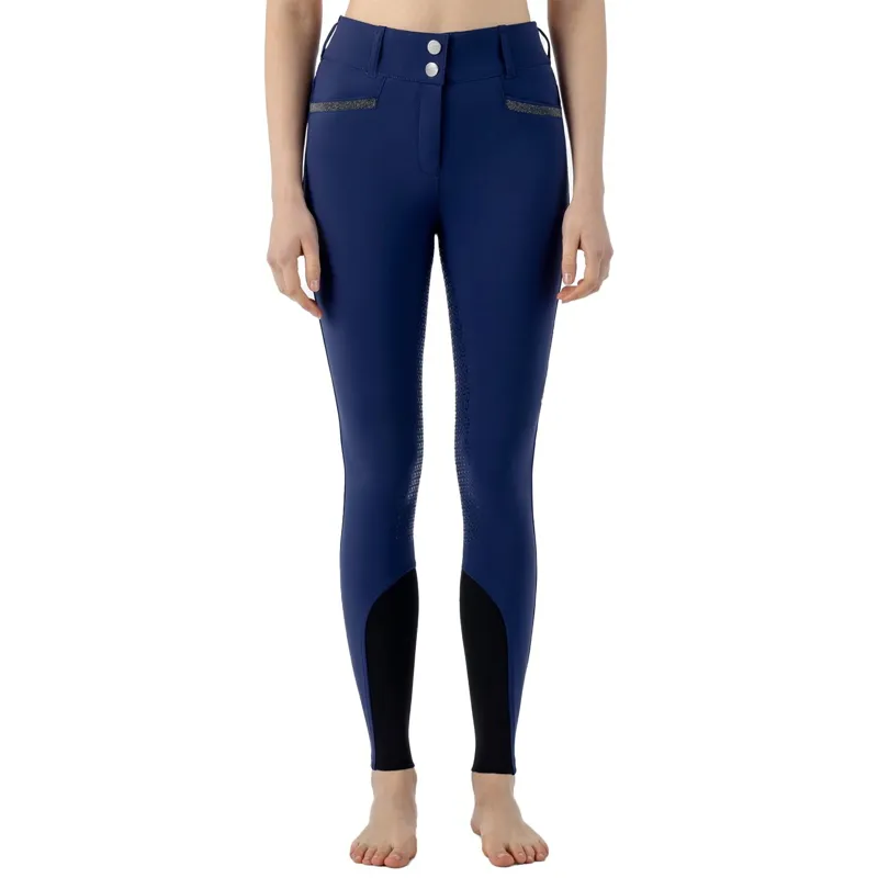 Equiline Crystalef High Waist Full Grip Womens Breeches - Blueberry