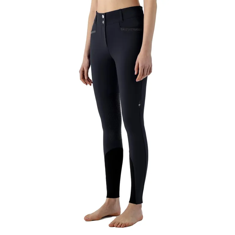 Equiline Crystalek High Waist Knee Grip Women's Breeches - Black