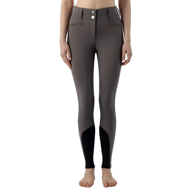 Equiline Crystalek High Waist Knee Grip Womens Breeches - Marsh