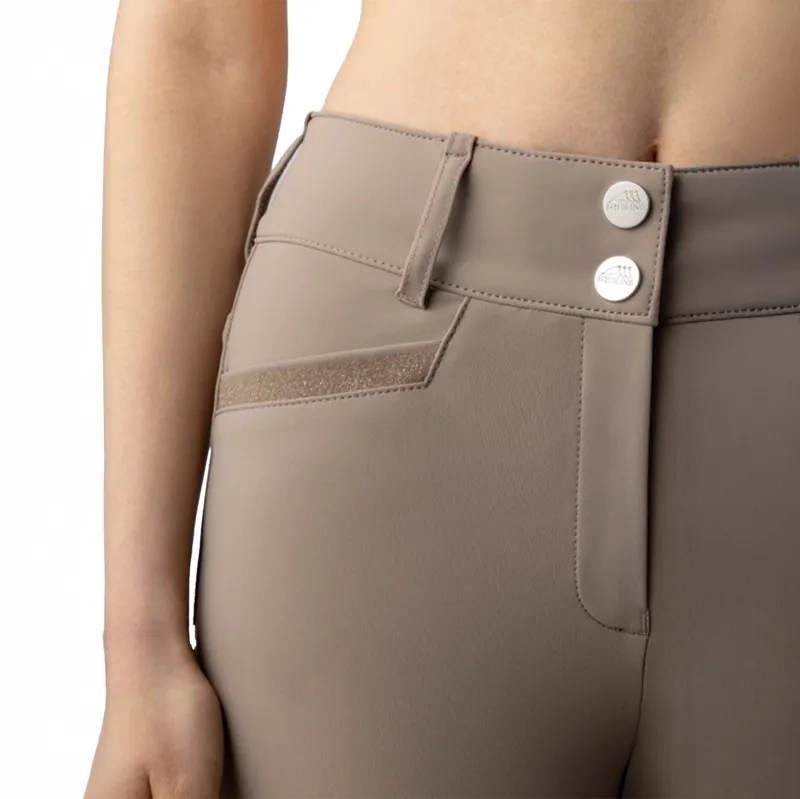 Equiline Crystalek High Waist Knee Grip Women's Breeches - Taupe-3