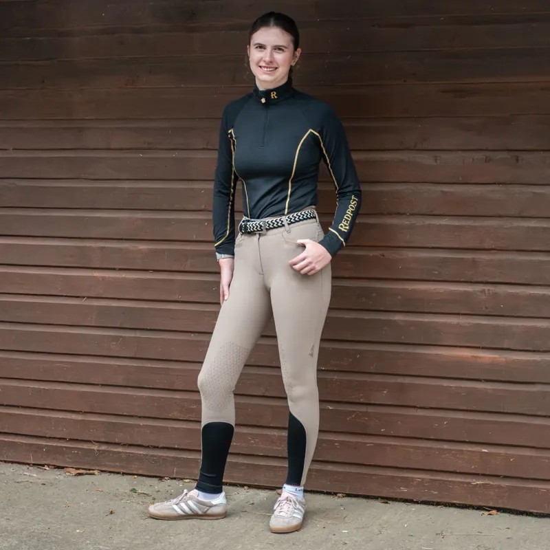 Equiline Crystalek High Waist Knee Grip Women's Breeches - Taupe-4