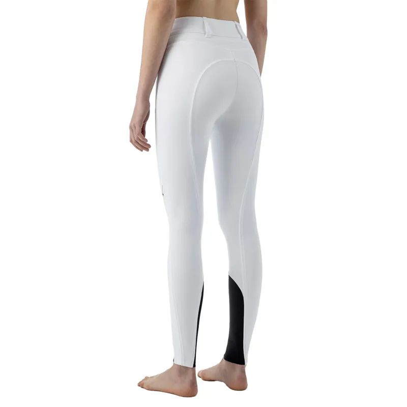 Equiline Crystalek High Waist Knee Grip Womens Breeches - White-1