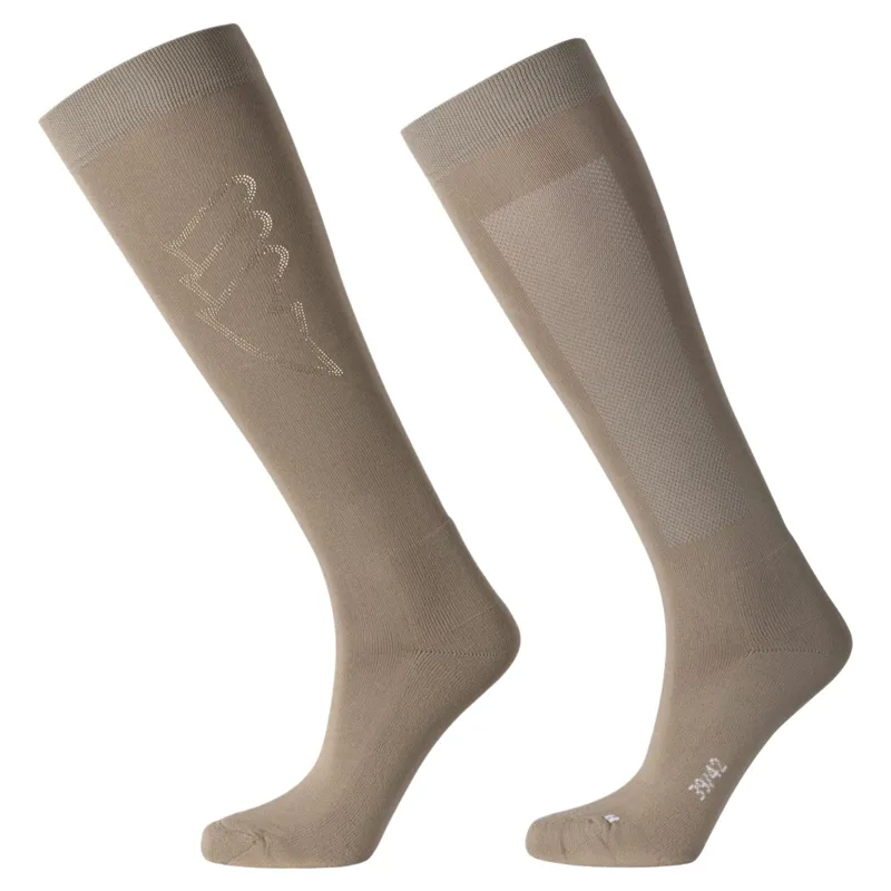 Equiline Eqglosy Women's Riding Socks - Greige