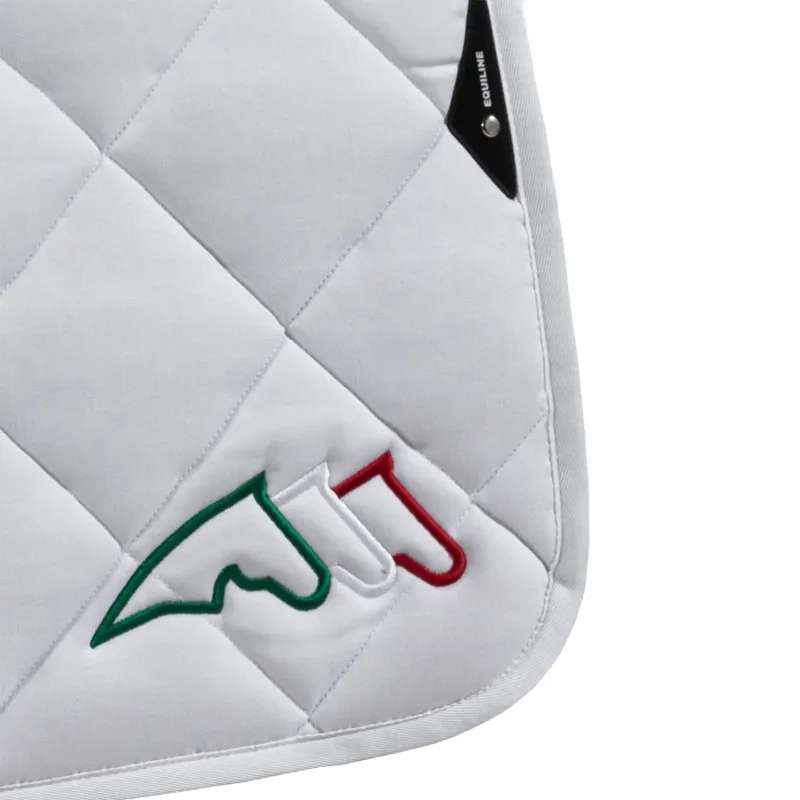 Equiline EQTRICOLORE Dressage Saddle Pad and Ear Net Set - White-1