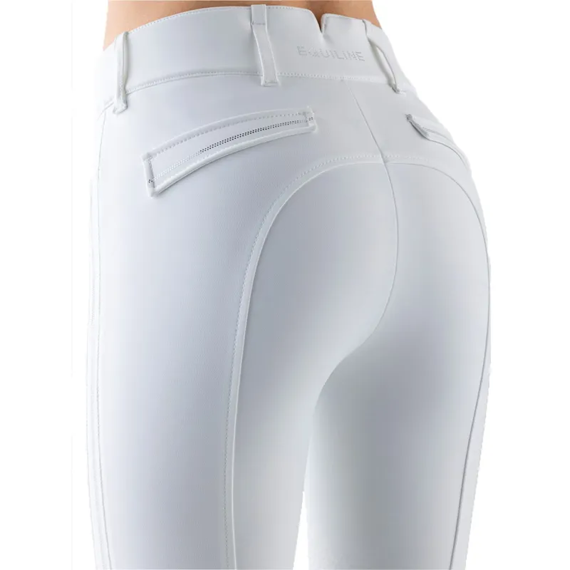 Equiline Grelbikh Knee Grip Ladies High-Waist Breeches - White-2