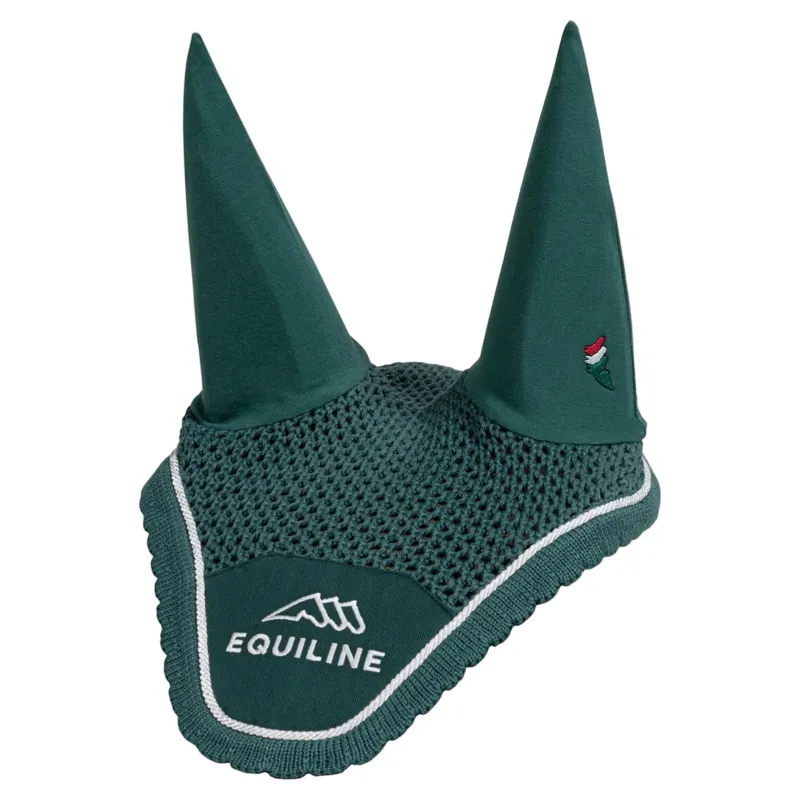 Equiline Outline Ear Bonnet - Bottle Green