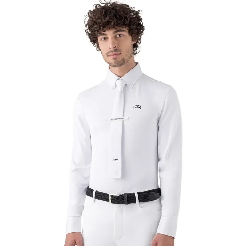 Equiline Sebastian Men's Long Sleeve Show Shirt - White