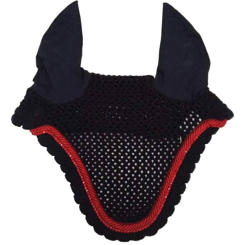 Equiline Kim Custom Ear Bonnet Blue/52 Red/Red Rhinestones-1