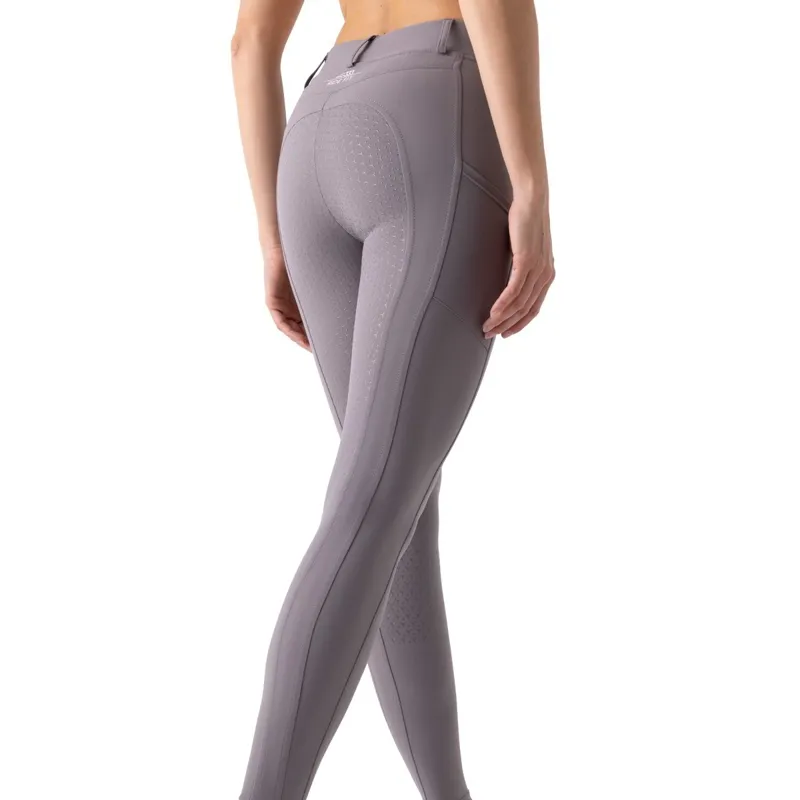 Equiline Calref Ride Fit Full Grip Ladies Riding Tights - Stone Grey-1