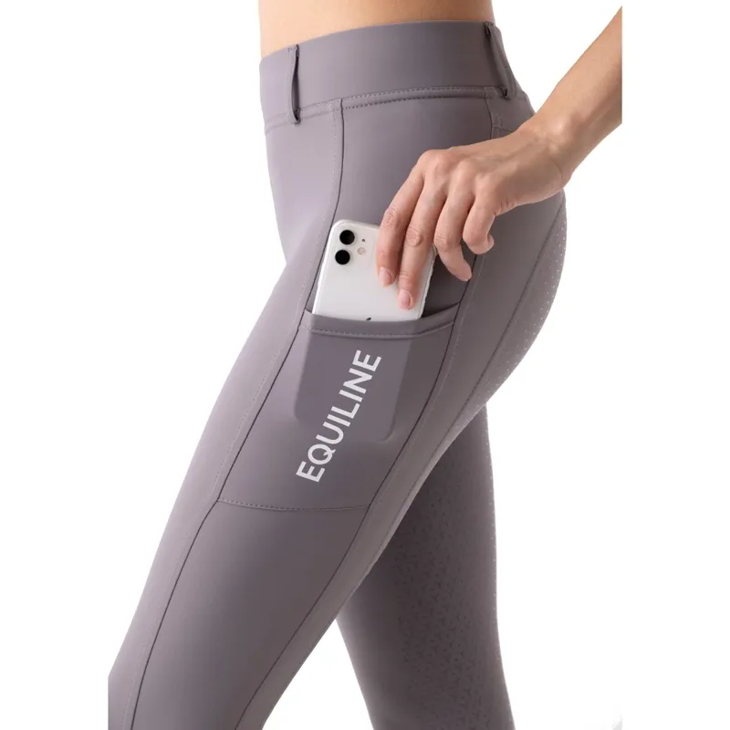 Equiline Calref Ride Fit Full Grip Ladies Riding Tights - Stone Grey-2