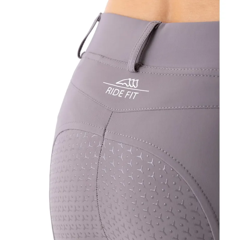 Equiline Calref Ride Fit Full Grip Ladies Riding Tights - Stone Grey-3