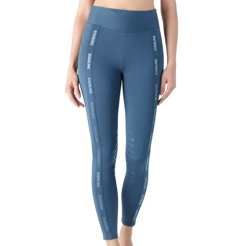 Equiline Cerberk Knee Grip Ladies Riding Tights - Indigo Blue