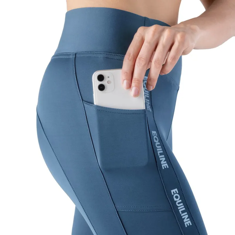 Equiline Cerberk Knee Grip Ladies Riding Tights - Indigo Blue-3