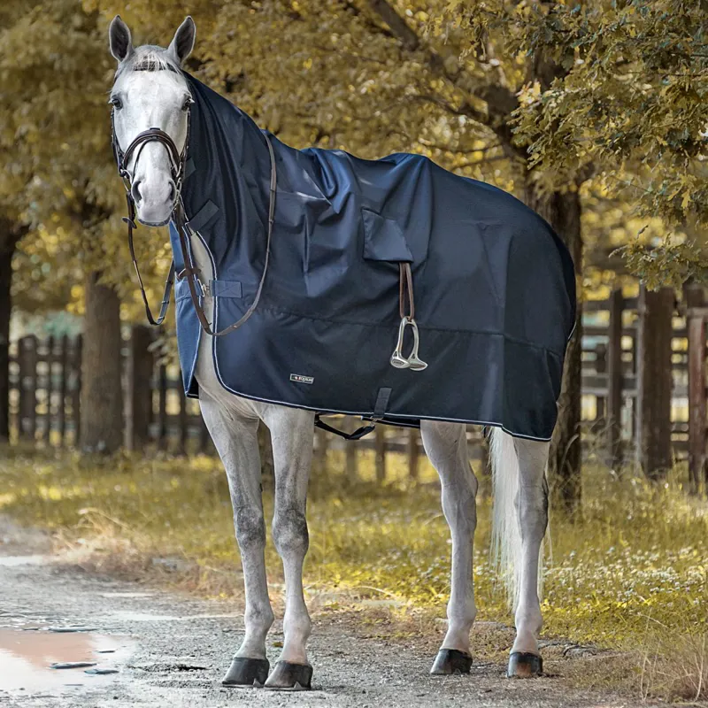 Equiline Corby Full Neck Waterproof Riding Rain Sheet - Navy Blue