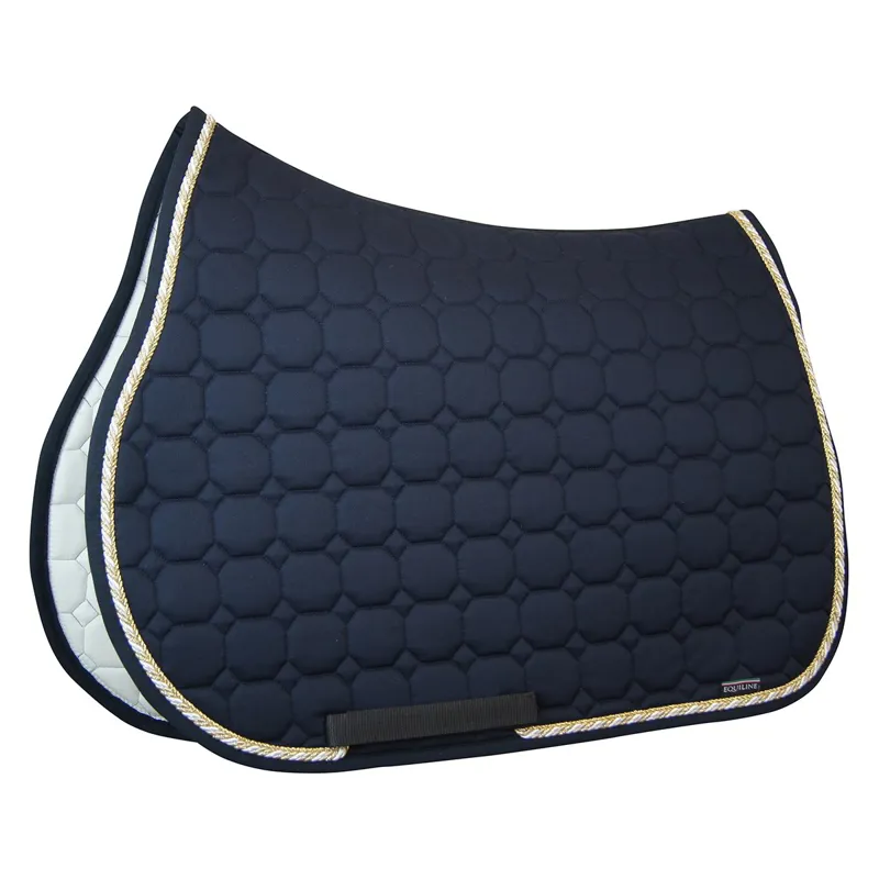 Equiline Octagon Custom Saddle Pad - Blue/Gold Glitter/Beige/White