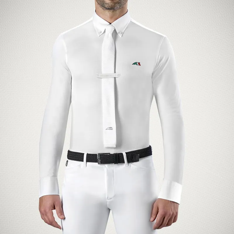 Equiline David Men's Long Sleeve Competition Shirt - White